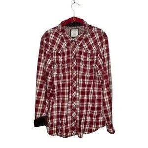 OLD NAVY Red Plaid Western Shirt Pearl Snaps Soft Cotton Womens Plus Size XXL